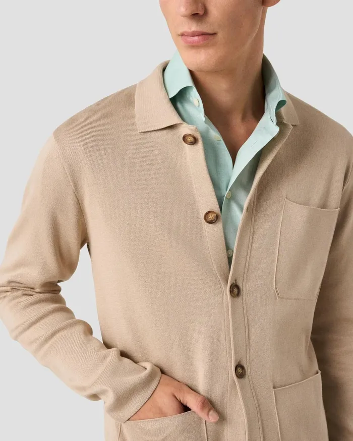 Men Milano Knit Jacket Off White Eton Overshirts Men Milano Knit Jacket Off White Eton Overshirts