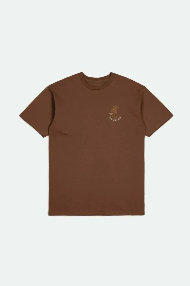 Men Oakwood SS Standard Tee Sepia Worn Wash Brixton TShirts