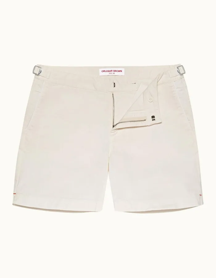 Men Orlebar Brown Day Shorts Bulldog Cotton Twill White Sand