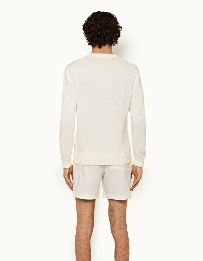 Men Orlebar Brown Day Shorts Bulldog Cotton Twill White Sand