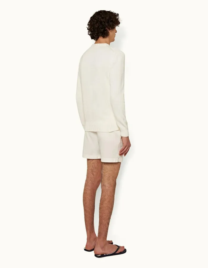 Men Orlebar Brown Day Shorts Bulldog Cotton Twill White Sand