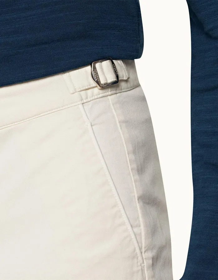 Men Orlebar Brown Day Shorts Bulldog Cotton Twill White Sand