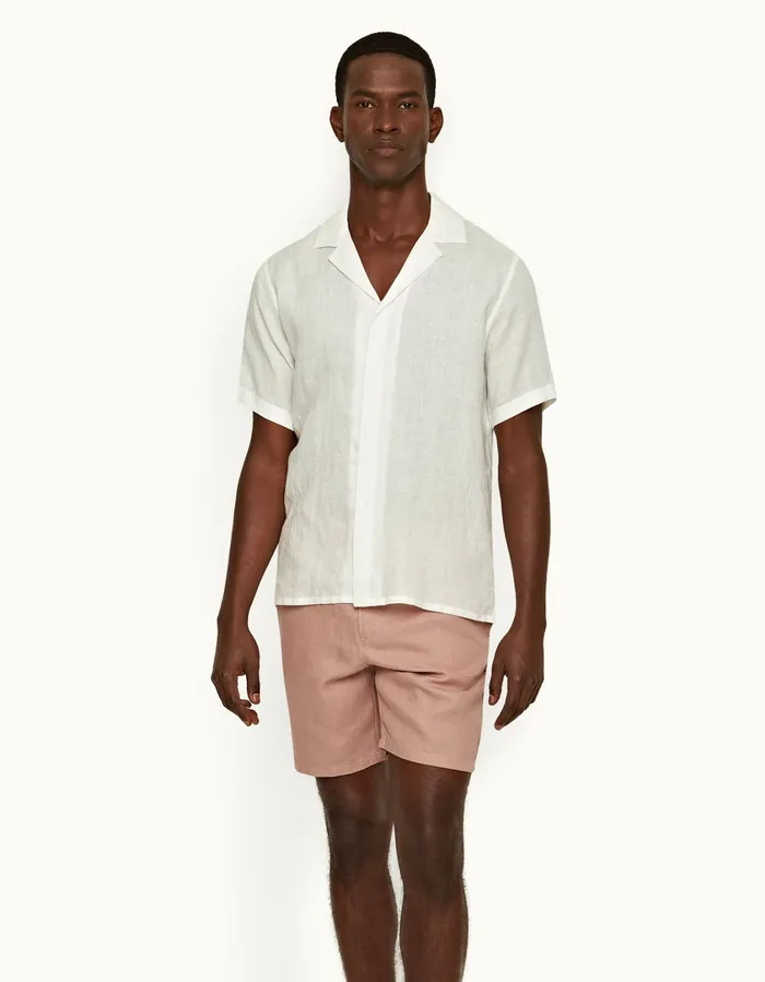 Men Orlebar Brown Day Shorts Cornell Linen Caramel Pink