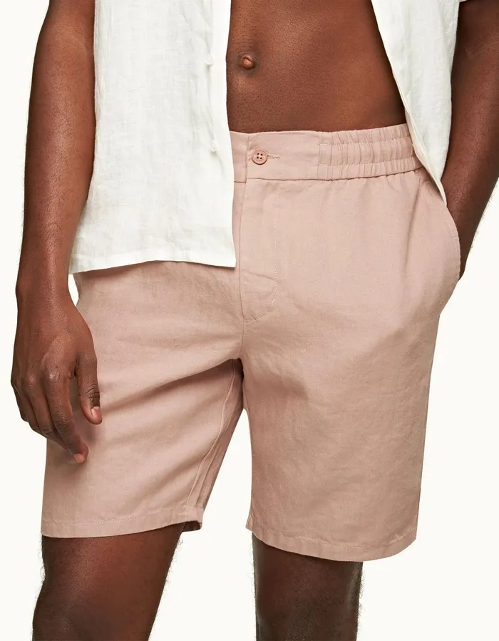 Men Orlebar Brown Day Shorts Cornell Linen Caramel Pink