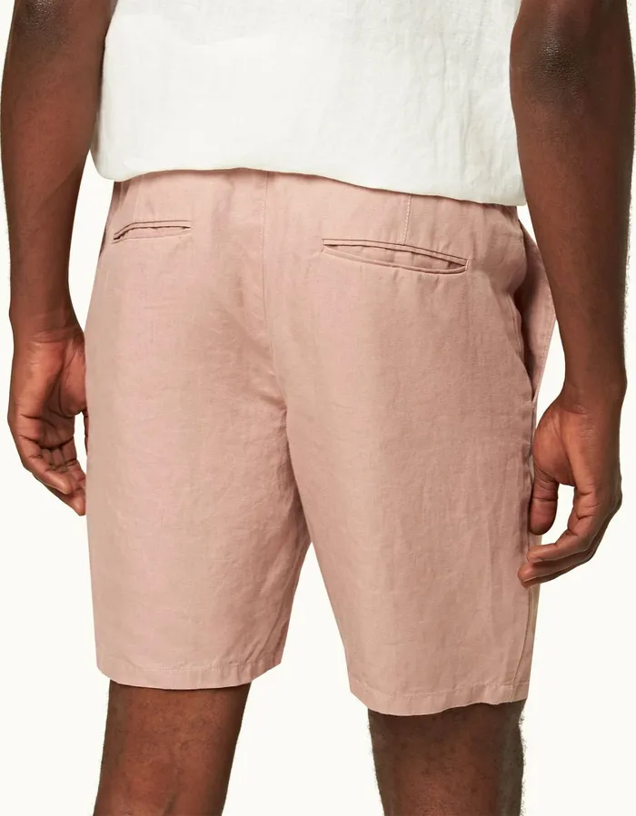 Men Orlebar Brown Day Shorts Cornell Linen Caramel Pink