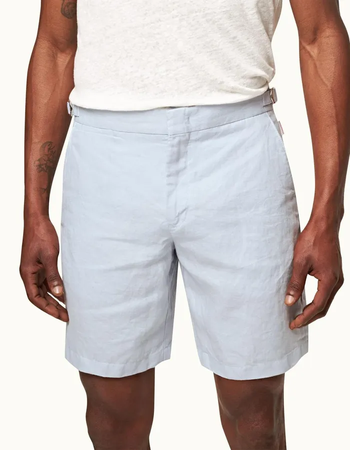 Men Orlebar Brown Day Shorts Norwich Linen Light Island Sky