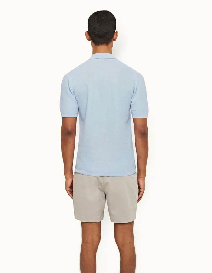 Men Orlebar Brown Polo Shirts Maranon Ice Blue