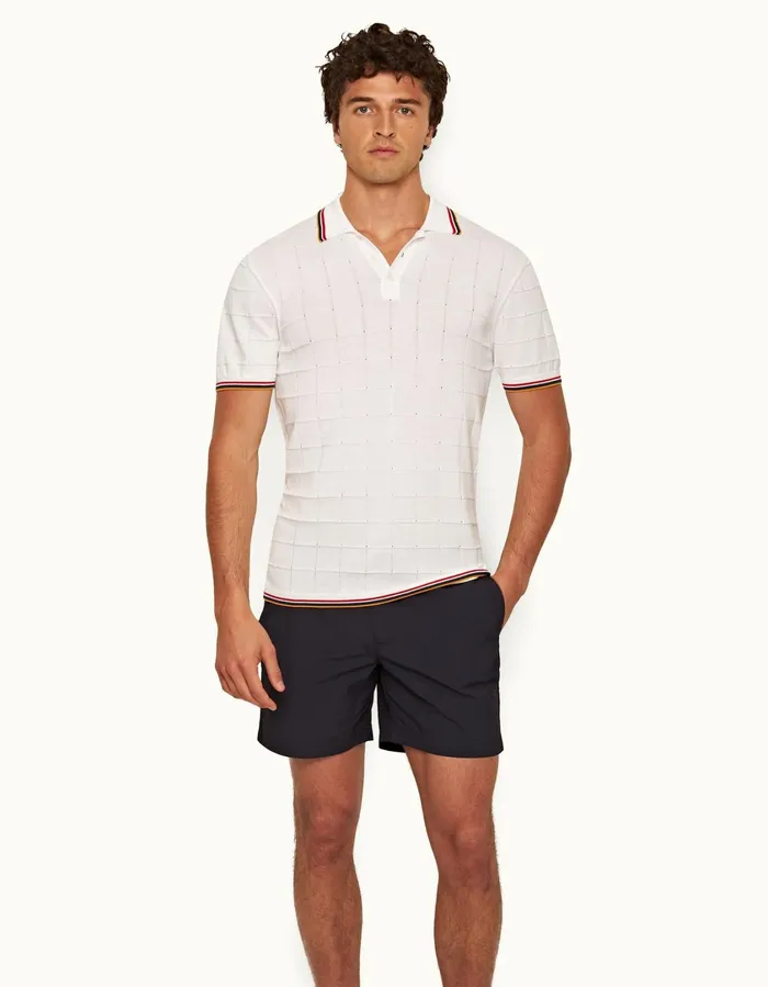 Men Orlebar Brown Polo Shirts Maranon Tipping White