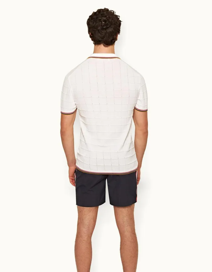 Men Orlebar Brown Polo Shirts Maranon Tipping White