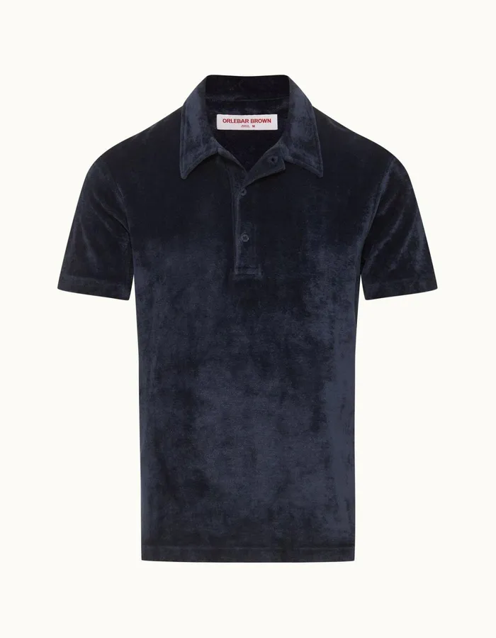 Men Orlebar Brown Polo Shirts Walcott Velvet Midnight Navy