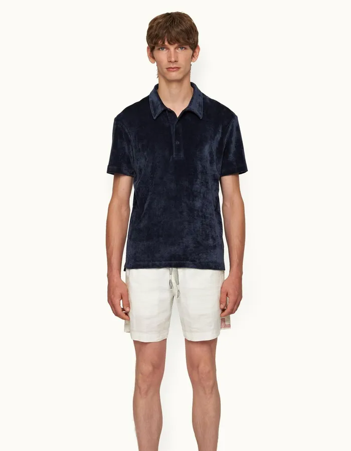 Men Orlebar Brown Polo Shirts Walcott Velvet Midnight Navy