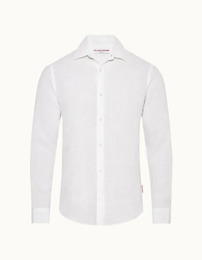 Men Orlebar Brown Shirts Giles Linen White