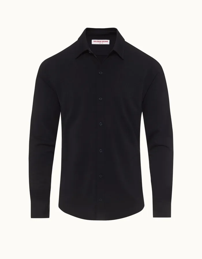 Men Orlebar Brown Shirts Giles Merino Night Iris