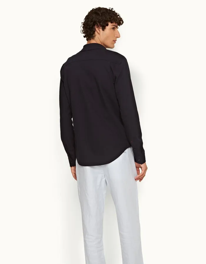 Men Orlebar Brown Shirts Giles Pique Night Iris