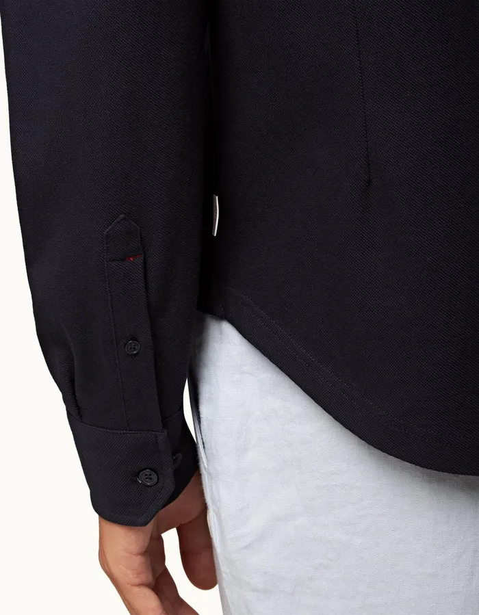 Men Orlebar Brown Shirts Giles Pique Night Iris