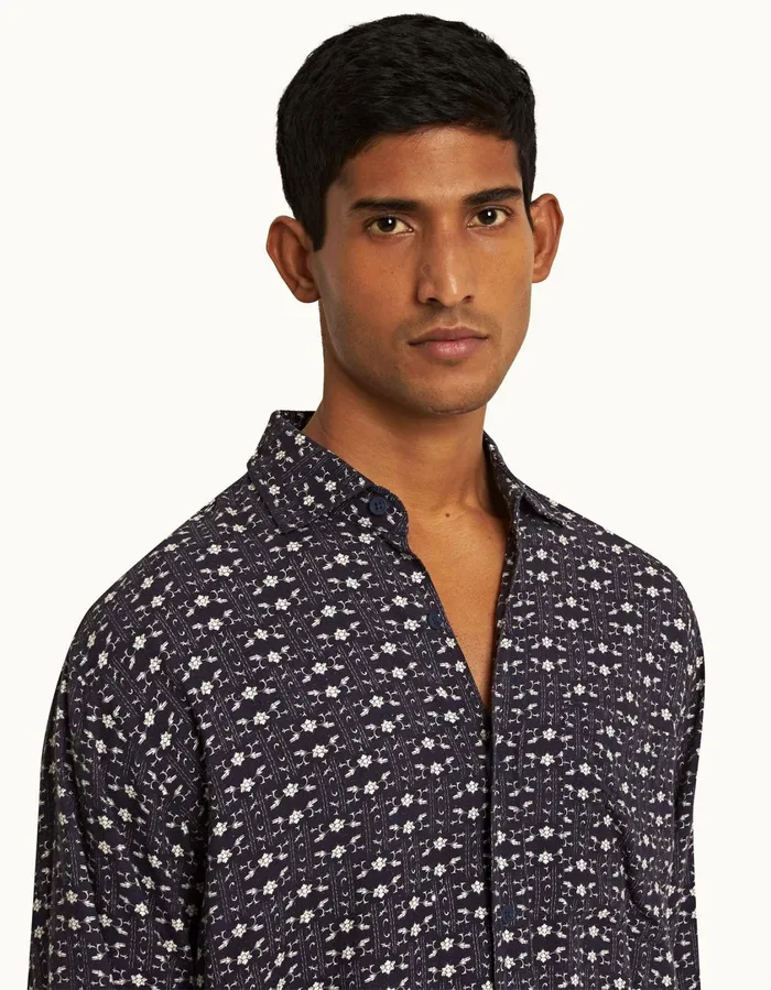 Men Orlebar Brown Shirts Grasmoor Dark Sapphiresea Mist