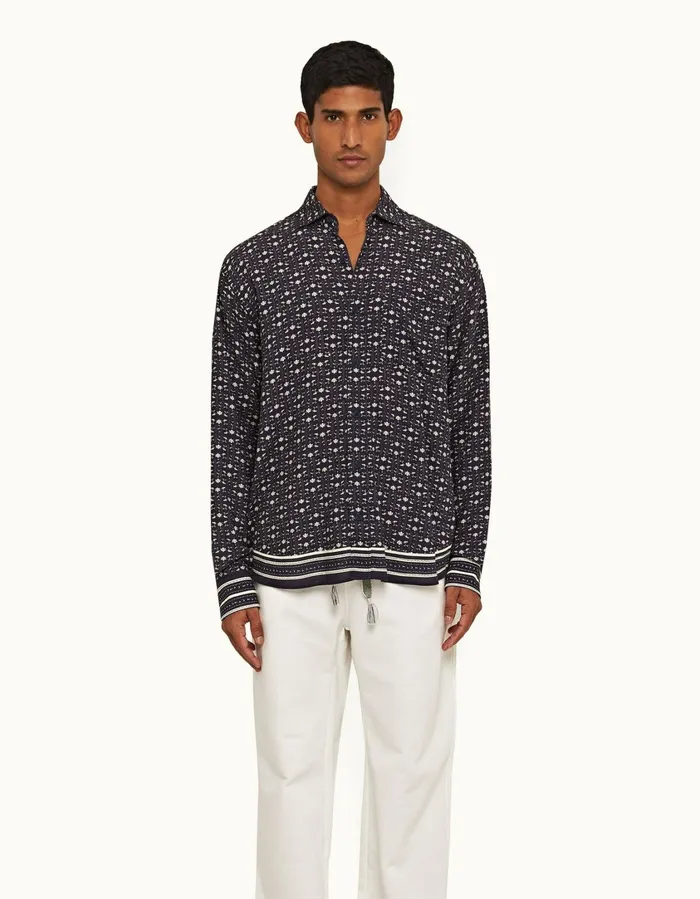 Men Orlebar Brown Shirts Grasmoor Dark Sapphiresea Mist