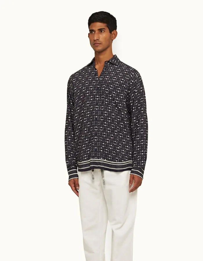 Men Orlebar Brown Shirts Grasmoor Dark Sapphiresea Mist