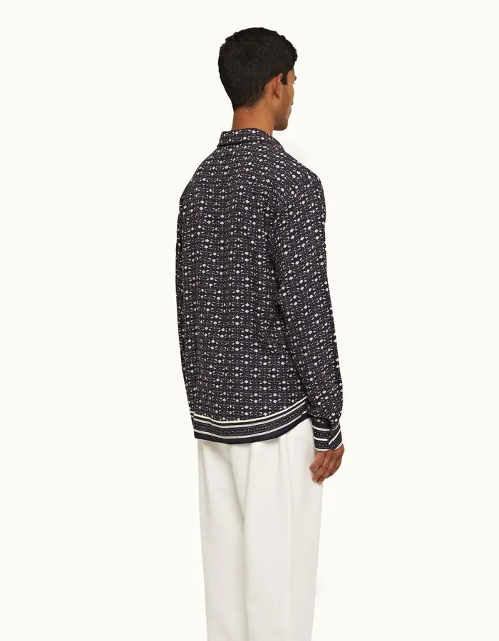 Men Orlebar Brown Shirts Grasmoor Dark Sapphiresea Mist