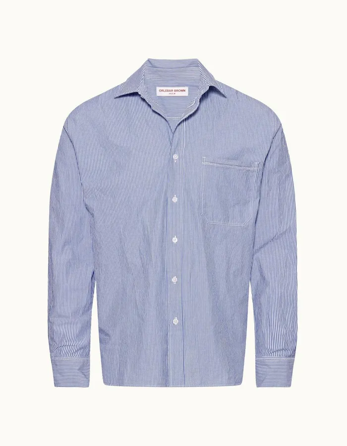 Men Orlebar Brown Shirts Grasmoor Midnight Navywhite