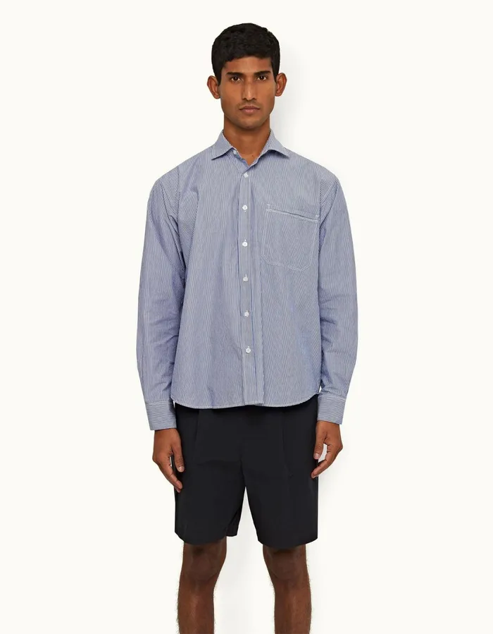 Men Orlebar Brown Shirts Grasmoor Midnight Navywhite