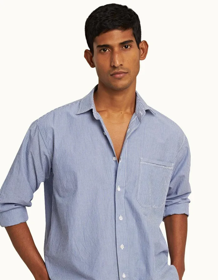 Men Orlebar Brown Shirts Grasmoor Midnight Navywhite