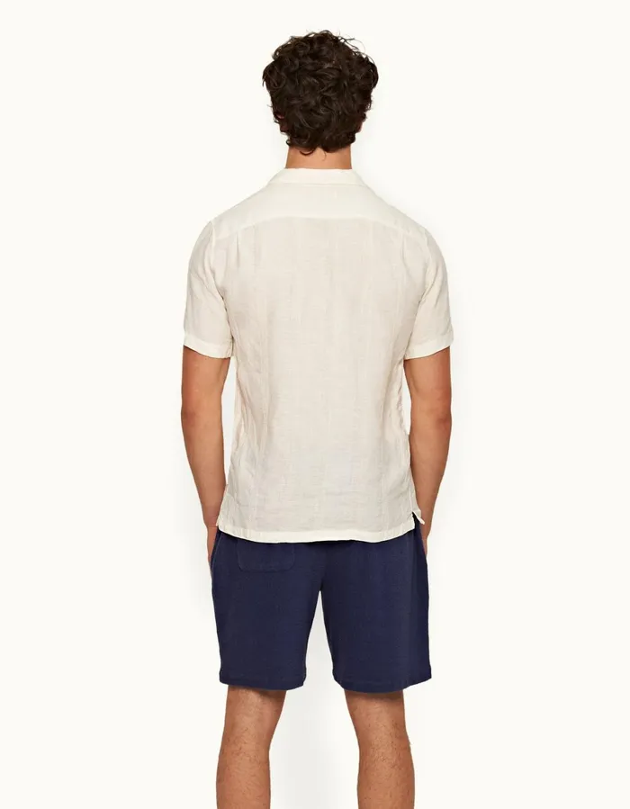 Men Orlebar Brown Shirts Hibbert Linen Sandbar