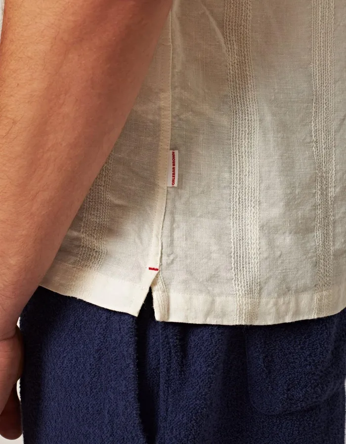 Men Orlebar Brown Shirts Hibbert Linen Sandbar
