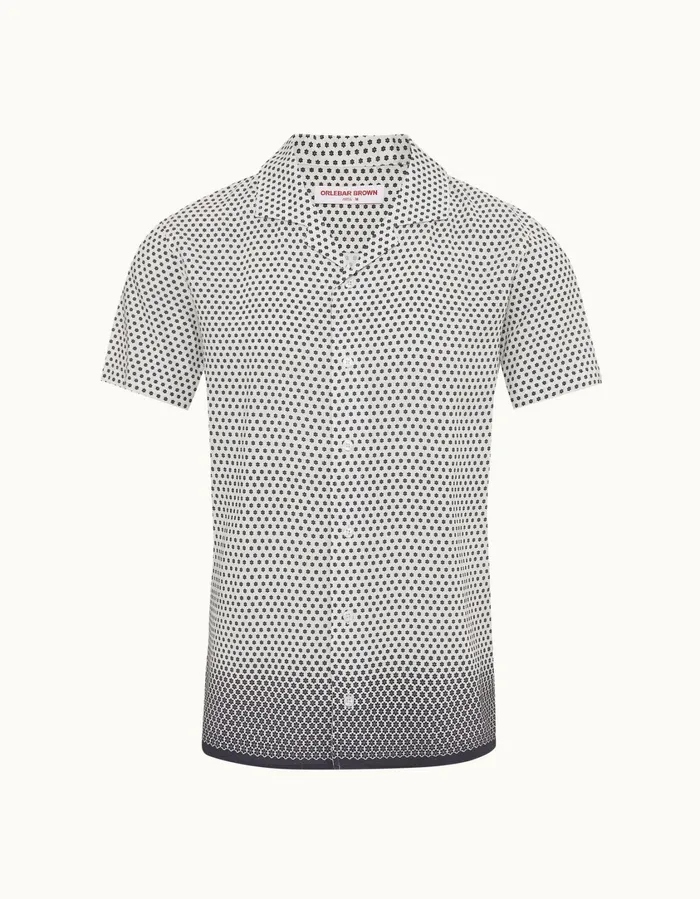 Men Orlebar Brown Shirts Hibbert Whitenight Iris