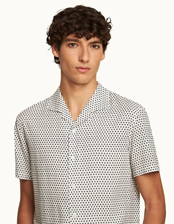 Men Orlebar Brown Shirts Hibbert Whitenight Iris