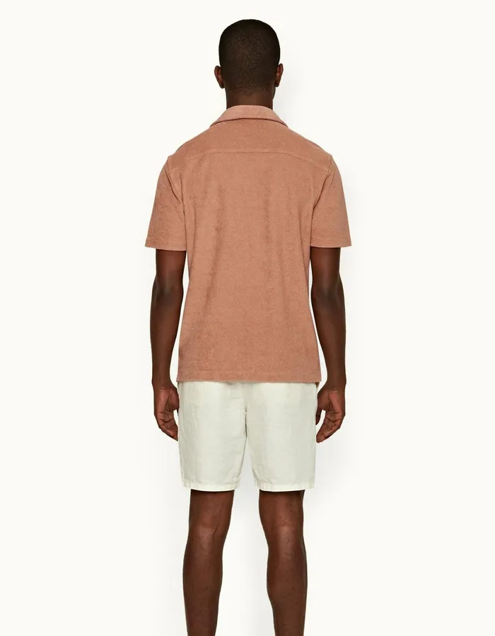 Men Orlebar Brown Shirts Howell Towelling Caramel Pink