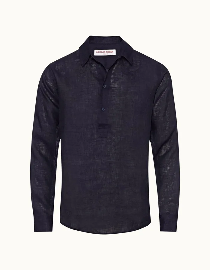Men Orlebar Brown Shirts Percy Dark Navy