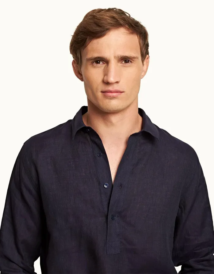 Men Orlebar Brown Shirts Percy Dark Navy