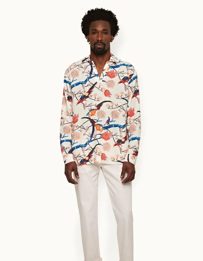 Men Orlebar Brown Shirts Ridley White Sand