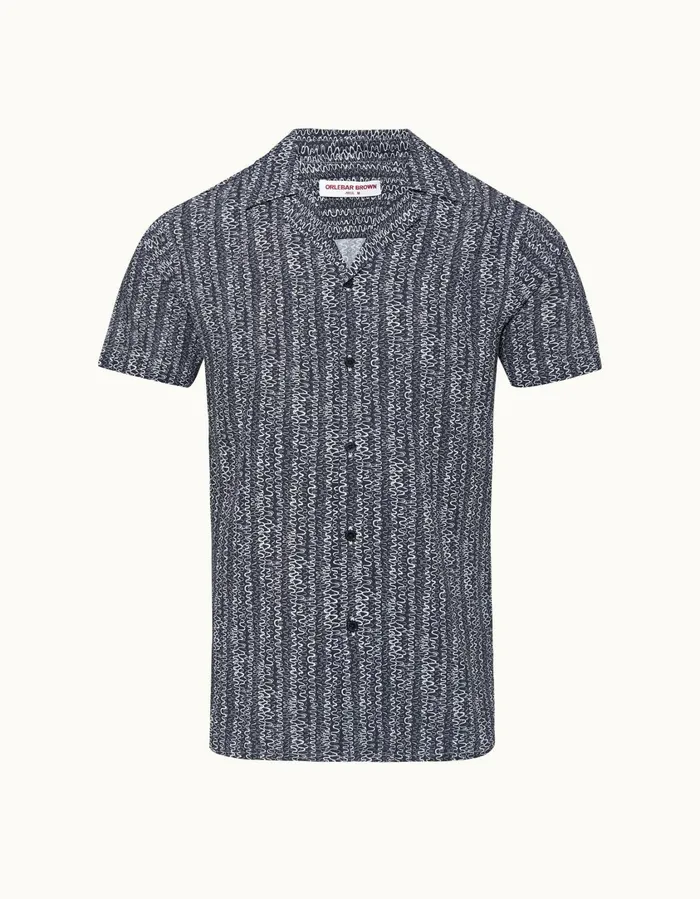 Men Orlebar Brown Shirts Travis Midnight Navy