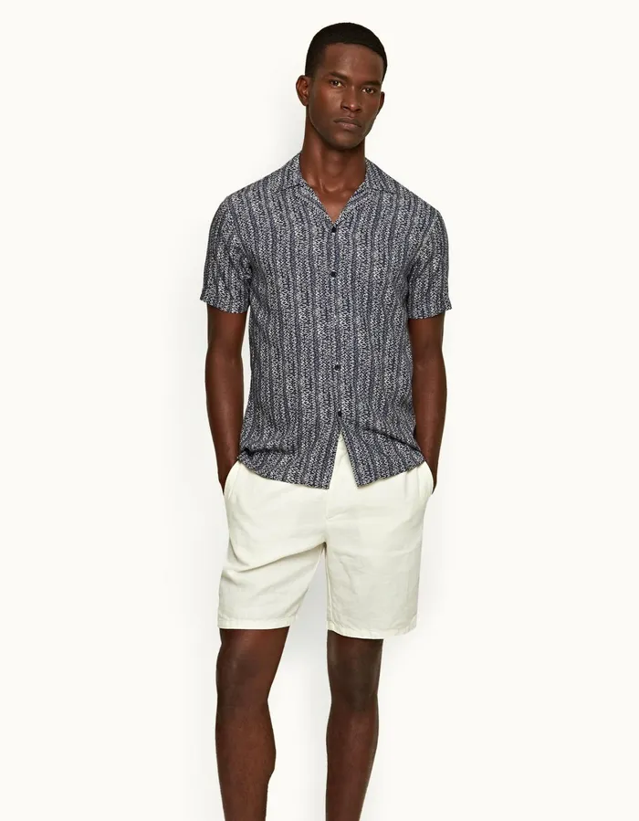 Men Orlebar Brown Shirts Travis Midnight Navy