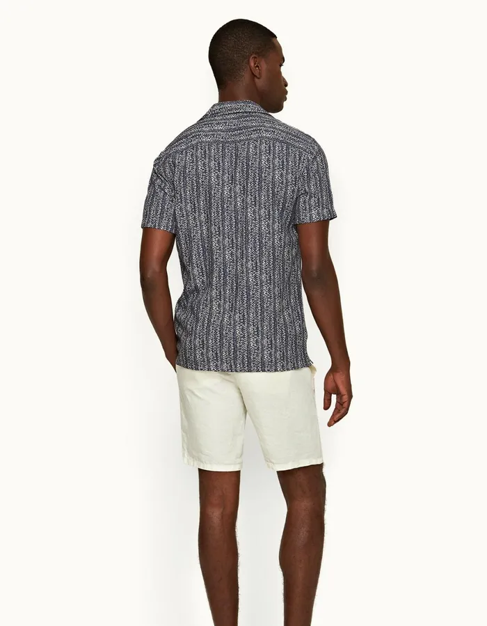 Men Orlebar Brown Shirts Travis Midnight Navy