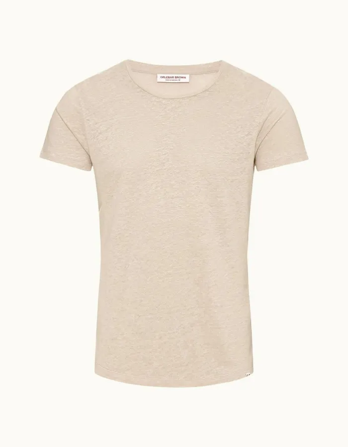 Men Orlebar Brown TShirts ObT Linen Pebble
