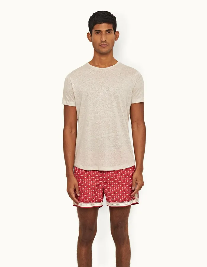 Men Orlebar Brown TShirts ObT Linen Pebble