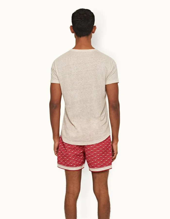 Men Orlebar Brown TShirts ObT Linen Pebble