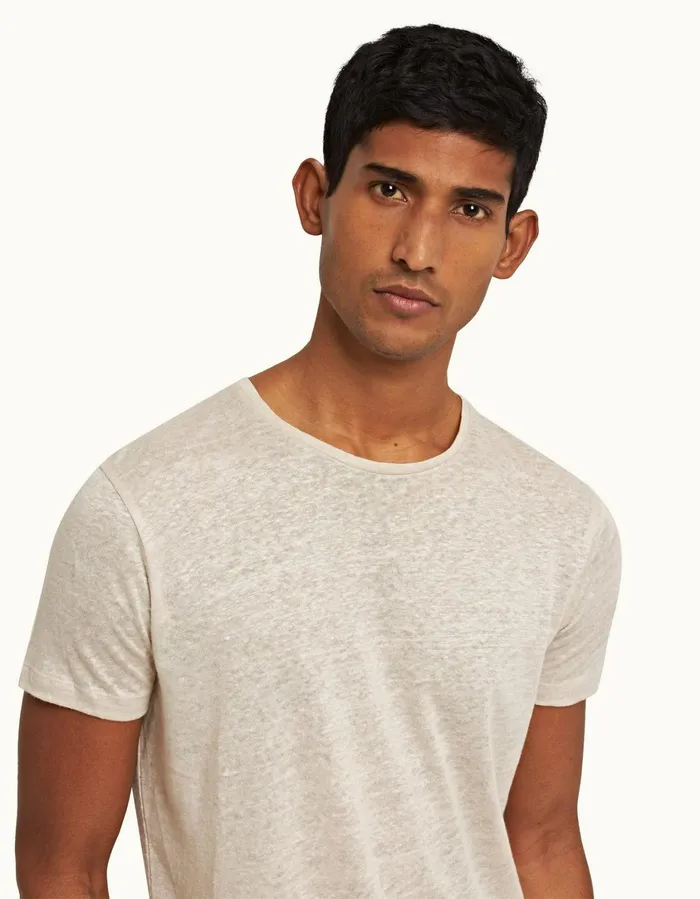 Men Orlebar Brown TShirts ObT Linen Pebble