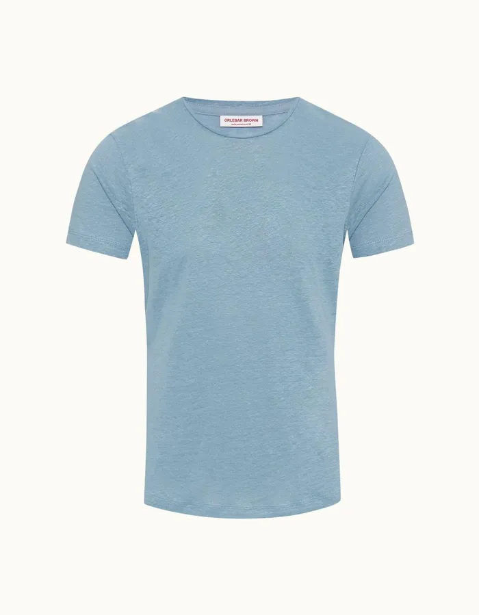 Men Orlebar Brown TShirts ObT Linen Wish Blue