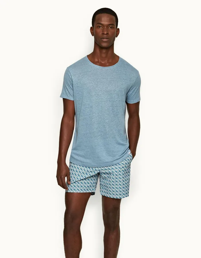 Men Orlebar Brown TShirts ObT Linen Wish Blue