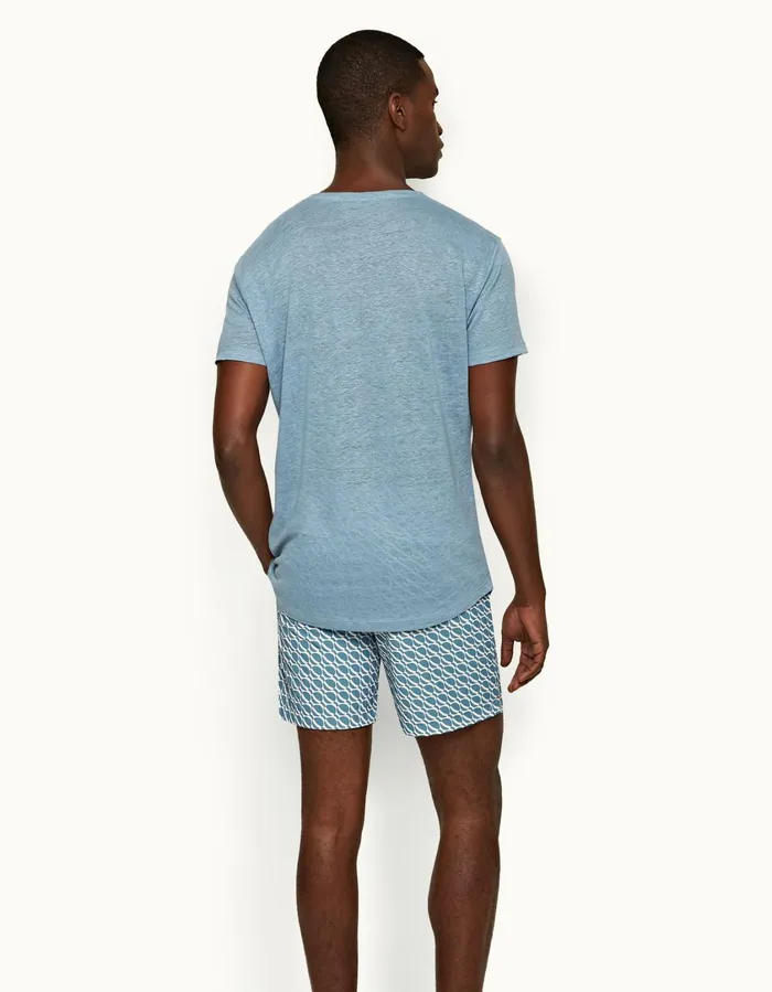 Men Orlebar Brown TShirts ObT Linen Wish Blue