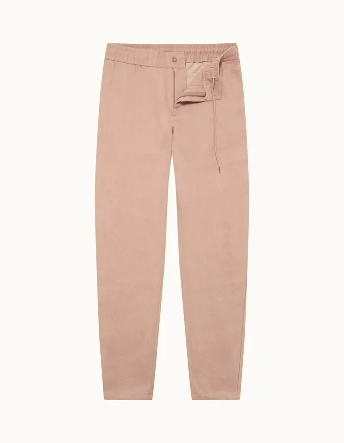 Men Orlebar Brown Trousers Cornell Linen Caramel Pink