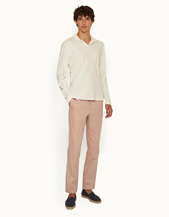 Men Orlebar Brown Trousers Cornell Linen Caramel Pink