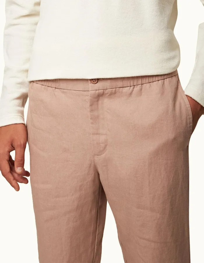 Men Orlebar Brown Trousers Cornell Linen Caramel Pink