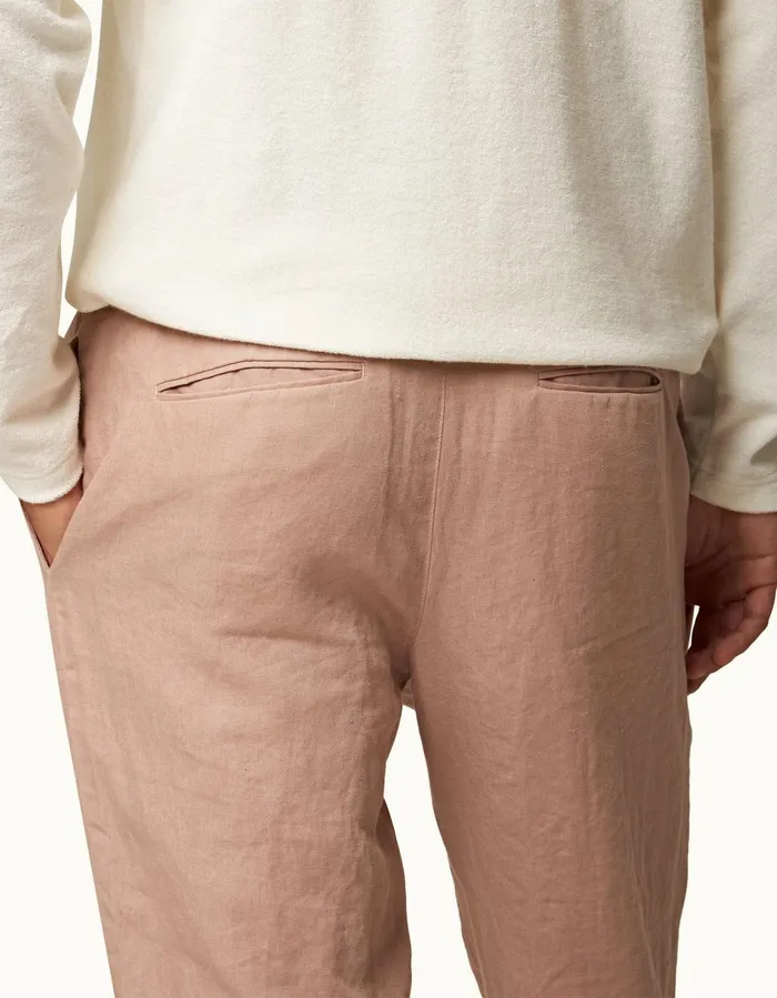 Men Orlebar Brown Trousers Cornell Linen Caramel Pink
