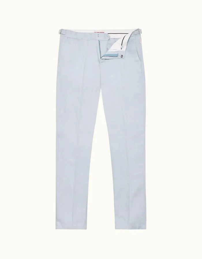 Men Orlebar Brown Trousers Griffon Linen Light Island Sky