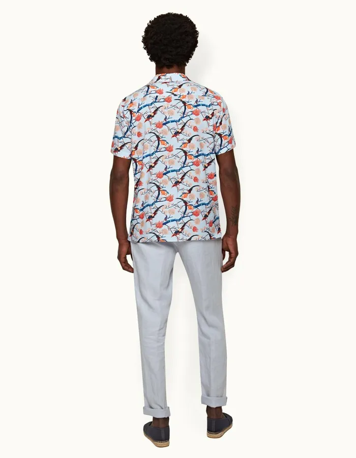 Men Orlebar Brown Trousers Griffon Linen Light Island Sky